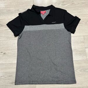 Men's Guess Polo Shirt Small Black and Gray